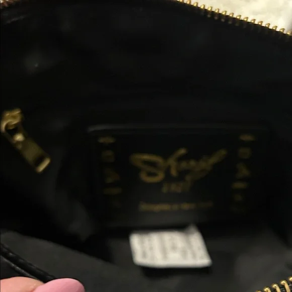 Sharif Black Iridescent Croc-Embossed Leather Bag NWT - Picture 12 of 16